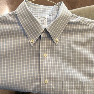 Brooks Brothers 16 - 32 slim fit blue and white checker pattern button down.